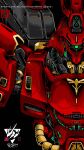  2021 artist_name atrians black_background char&#039;s_counterattack english_commentary green_eyes gundam highres looking_at_viewer mecha mobile_suit one-eyed sazabi science_fiction solo upper_body v-fin 