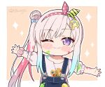  1girl airani_iofifteen bangs eyebrows_visible_through_hair gradient_hair hololive hololive_indonesia iofi kukie-nyan long_hair multicolored_hair one_eye_closed open_mouth palette_hair_ornament pink_hair side_ponytail smile violet_eyes virtual_youtuber 