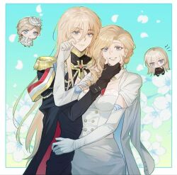 azur_lane bismarck_(azur_lane) chibi hood_(azur_lane) long_hair multiple_girls yuri