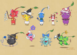  ? absurdres apron ascot black_hairband black_hat blue_bow blue_pikmin bow brown_background cirno cirno_(cosplay) commentary_request cosplay crossover gap_(touhou) glow_pikmin gohei hairband hakurei_reimu hakurei_reimu_(cosplay) hat heart heart_of_string highres ice_pikmin izayoi_sakuya izayoi_sakuya_(cosplay) kirisame_marisa kirisame_marisa_(cosplay) komeiji_koishi komeiji_koishi_(cosplay) konpaku_youmu konpaku_youmu_(cosplay) lily_white lily_white_(cosplay) maid medicine_melancholy medicine_melancholy_(cosplay) nuru_nuru_3 pikmin_(series) purple_pikmin red_bow red_pikmin red_ribbon ribbon rock_pikmin simple_background sword third_eye touhou translation_request twitter_username weapon white_apron white_hat white_pikmin winged_pikmin witch_hat yakumo_yukari yakumo_yukari_(cosplay) yellow_ascot yellow_pikmin 