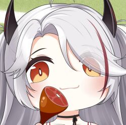 1girl azur_lane food long_hair meat prinz_eugen_(azur_lane) quancy smile