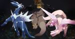  black_sclera blurry claws colored_sclera commentary_request dialga fangs giratina giratina_(altered) highres kura_(shironagasu02) looking_back no_humans open_mouth palkia pokemon pokemon_(creature) red_eyes 