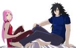  1boy 1girl black_hair green_eyes haruno_sakura naruto naruto_(series) naruto_shippuuden pink_hair uchiha_madara 