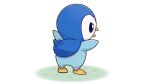 blue_eyes commentary_request creature full_body grass no_humans official_art open_mouth outstretched_arms piplup pokemon pokemon_(creature) project_pochama solo standing white_background 