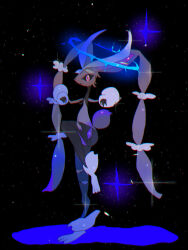  1other :< aliasing animal_ears animal_nose arms_up black_background black_pantyhose blue_halo body_fur brown_fur closed_mouth commentary english_commentary full_body furry furry_female halo highres leg_up lopunny mariin_(mrn_8_8) mega_lopunny mega_pokemon other_focus pantyhose pointy_ears pokemon pokemon_(creature) rabbit_ears rabbit_tail short_tail solo sparkle standing standing_on_one_leg tail torn_clothes torn_pantyhose two-tone_fur yellow_fur 