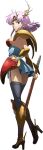  1girl armor armored_dress bandaged_arm bandages blue_dress blue_eyes breasts dress faulds floating_hair full_body grey_legwear hand_on_hip high_heels highres holding holding_sheath langrisser long_hair looking_at_viewer looking_back medium_breasts narm_(langrisser) official_art pink_hair sheath short_dress shoulder_armor sideboob sleeveless sleeveless_dress solo standing sword thigh-highs transparent_background weapon 