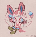 blue_eyes bright_pupils celebi closed_mouth commentary_request cosplay dated full_body heart heart_in_eye hood hood_up leels pokemon pokemon_(creature) smile solo sylveon sylveon_(cosplay) symbol_in_eye white_pupils 