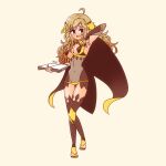  1girl 245_15277297 ahoge arm_up bangs bodystocking book breast_cutout breasts bridal_gauntlets cape circlet covered_navel fire_emblem fire_emblem_fates full_body holding holding_book long_hair looking_at_viewer medium_breasts ophelia_(fire_emblem) panties solo thighs toeless_footwear toeless_legwear underwear 