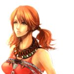  beads curly_hair earrings final_fantasy final_fantasy_xiii green_eyes jewelry lips necklace oerba_dia_vanille orange_hair redhead sasaki_ryou short_hair short_twintails simple_background solo twintails 