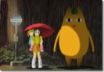  bus_stop chiyo_chichi ghibli kasuga_ayumu mihama_chiyo parody studio_ghibli tonari_no_totoro totoro umbrella 