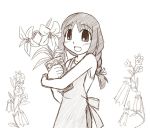  azumanga_daiou braid brown flower kasuga_ayumu lowres monochrome sketch 