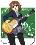  brown_hair guitar highres hirasawa_ui hirasawa_yui instrument k-on! pantyhose school_uniform short_hair solo uemukai_dai uemuki 