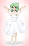  alternate_costume blush daiyousei dress elbow_gloves gloves green_eyes hairpin happy pakira standing tears touhou wedding_dress white_gloves wings 