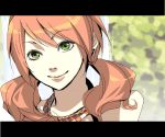  curly_hair earrings final_fantasy final_fantasy_xiii green_eyes jewelry necklace oerba_dia_vanille pink_hair short_hair short_twintails smile solo twintails 