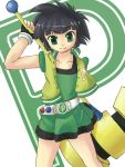  buttercup gloves green_eyes hammer matsubara_kaoru powered_buttercup powerpuff_girls_z short_hair skirt thighs 