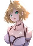  1girl absurdres blonde_hair breasts fiora_(xenoblade) green_eyes highres jewelry medium_breasts necklace open_mouth risumi_(taka-fallcherryblossom) short_hair simple_background solo white_background xenoblade_chronicles xenoblade_chronicles_(series) 