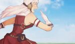  1girl armband armpit_peek from_side gloves gold_ship_(umamusume) horse_girl long_hair open_mouth running shio_(siosui0524) solo umamusume 