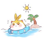  all_might animal animalization blush boku_no_hero_academia flying_sweatdrops grey_background hamster innertube lliissaawwuu2 palm_tree simple_background sun tree water 