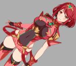  aegis_sword_(xenoblade) bangs black_gloves breasts chest_jewel earrings fingerless_gloves gloves jewelry large_breasts pyra_(xenoblade) red_eyes red_legwear red_shorts redhead samu_poteto short_hair short_shorts shorts swept_bangs sword thigh-highs tiara weapon xenoblade_chronicles_(series) xenoblade_chronicles_2 