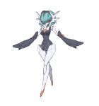  1girl absurdres breasts gardevoir gyudon._(peilbanker) highres humanoid_robot looking_ahead mechanization medium_breasts navel no_humans open_hands orange_eyes pokemon science_fiction solo white_background 