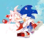  1boy 1girl amy_rose carrying dress furry furry_female furry_male gloves heart open_mouth princess_carry red_dress shoes sirasudon3 smile sneakers sonic_(series) sonic_the_hedgehog sweatdrop white_gloves 