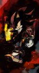  1boy animal_nose clenched_hands closed_mouth fire full_body gloves male_focus red_eyes serious shadow_the_hedgehog shoes sirasudon3 smoke solo sonic_(series) white_gloves 