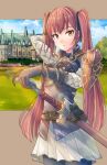  1girl armor fire_emblem fire_emblem_awakening fire_emblem_fates fuussu_(21-kazin) gloves long_hair red_eyes redhead selena_(fire_emblem_fates) severa_(fire_emblem) sword twintails weapon 