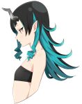  1girl akitetsu bangs black_bandeau black_hair blue_hair closed_mouth cropped_torso demon_girl demon_horns expressionless flat_chest horns long_hair multicolored_hair pointy_ears profile red_eyes shishio_chris simple_background solo sugar_lyric transparent_background two-tone_hair upper_body virtual_youtuber 