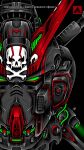  alternate_color atrians black_background cable commission crossbone_gundam crossbone_gundam_x-1 green_eyes gundam highres looking_at_viewer mecha mobile_suit no_humans portrait science_fiction skull_and_crossbones solo 