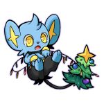  christmas_ornaments christmas_tree_costume commentary_request fang no_humans open_mouth pokemon pokemon_(creature) shinx solo sukey_four toes tongue yellow_eyes yellow_pupils 