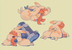  arm_up blue_eyes closed_mouth colored_skin commentary english_commentary hammer hand_on_own_face highres holding holding_hammer looking_back pink_skin pokemon pokemon_(creature) pokemon_focus seiishin simple_background sitting standing tinkaton 