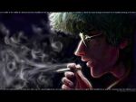  cowboy_bebop e.k_weaver glasses green_hair smoke smoking spike_spiegel sunglasses wallpaper 