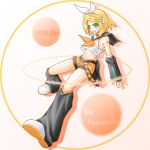  blonde_hair detached_sleeves green_eyes kagamine_rin open_mouth short_hair solo vocaloid 