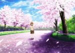  bag cherry_blossoms clannad furukawa_nagisa petals road school_uniform shuushuu tree 