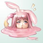  blue_eyes blush bunny_ears goo_girl gyworz head lips melona parody pink_hair prehensile_hair queen&#039;s_blade queen's_blade rabbit_ears reflection slime solo uneven_eyes 