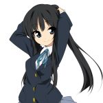  alternate_hairstyle black_hair blue_eyes k-on! long_hair ponytail school_uniform solo takeya_yuuki 