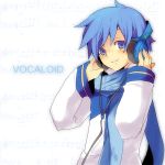  blue_hair hands_on_headphones headphones kaito kl scarf vocaloid 