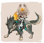  helmet link link_(wolf) midna morisuke nintendo pointy_ears red_eyes smile the_legend_of_zelda twilight_princess wolf 