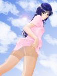  cloud clouds dress lens_flare lips long_hair looking_back lynn_minmay macross macross:_do_you_remember_love? panties panties_under_pantyhose pantyhose skirt skirt_lift sky solo the_super_dimension_fortress_macross underwear winbay01 