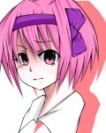  elfen_lied lowres nana_(elfen_lied) necktie pink_eyes pink_hair short_hair simple_background solo yamya 