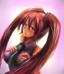  blush breast_suppress breasts hand_on_chest hatsune_miku highres long_hair omimushi open_mouth red_hair redhead twintails vocaloid 