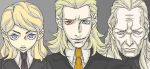   blonde_hair blue_eyes green_eyes lucifer shin_megami_tensei suit necktie  