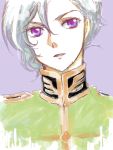  angelo_sauper gundam gundam_unicorn male purple_eyes solo umedrop uniform violet_eyes white_hair 