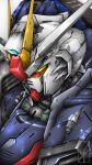  commission denjyou23 freedom_gundam gundam gundam_seed highres looking_down mecha mechanical_wings mobile_suit no_humans portrait science_fiction solo v-fin white_background wings 