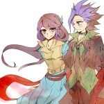  1boy 1girl couple kichi246 kurosaki_ruri long_hair multicolored_hair purple_hair spiky_hair two-tone_hair violet_eyes yuu-gi-ou yuu-gi-ou_arc-v yuuto_(yuu-gi-ou_arc-v) 