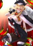  ... 1girl 2boys 2girls anger_vein arm_behind_back artoria_pendragon_(fate) black_cape black_footwear black_gloves black_headwear black_legwear black_santa_costume blonde_hair blush boots bow breasts cape closed_mouth commentary_request dress edward_teach_(fate) eyebrows_visible_through_hair fate/grand_order fate_(series) flying_sweatdrops frown fur-trimmed_cape fur-trimmed_footwear fur_trim glaring gloves half-closed_eyes hat heart highres holding holding_sack julius_caesar_(fate) kneeling large_breasts looking_at_viewer mash_kyrielight microdress multiple_boys multiple_girls over_shoulder pantyhose red_bow red_cape sack sanazura_hiroyuki santa_alter santa_costume santa_hat short_hair sidelocks snowing solo_focus spoken_ellipsis strapless strapless_dress sweatdrop thigh-highs thigh_boots tied_hair two-sided_cape two-sided_fabric yellow_eyes 