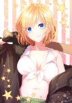  america_(hetalia) axis_powers_hetalia blonde_hair blue_eyes breasts genderswap highres large_breasts shiohari_kanna short_hair smile solo 