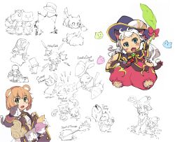  6+boys 6+girls animal_ears barefoot blonde_hair blue_eyes bow bowtie brown_bow brown_bowtie brown_capelet brown_jacket capelet cat_boy cat_ears cat_girl cat_tail cattail closed_mouth commentary_request dress fang full_body furry furry_female furry_male green_eyes hat jacket looking_at_viewer merchant_(ragnarok_online) mil_(xration) multiple_boys multiple_girls open_mouth plant priest_(ragnarok_online) purple_hat ragnarok_online red_bow red_dress shirt short_hair simple_background smile summoner_(ragnarok_online) tail white_background white_shirt witch_hat 