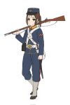  1girl full_body gun hat highres imperial_japanese_navy load_bearing_equipment military military_uniform original rifle ryuukihei_rentai solo uniform weapon 