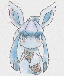  animal_ears animal_focus baya_(sakura_mint) blue_eyes blue_fur blush glaceon looking_at_viewer no_humans parted_lips pawpads pokemon pokemon_(creature) pokemon_focus simple_background white_background 